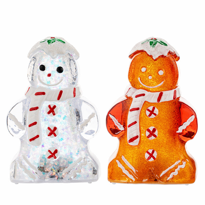 Glowing Christmas Gingerbread Man Snowman Ornament